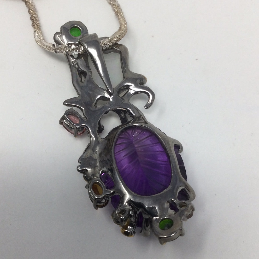 Incredible 31+ CTW Genuine Amethyst & Opal Pendant
