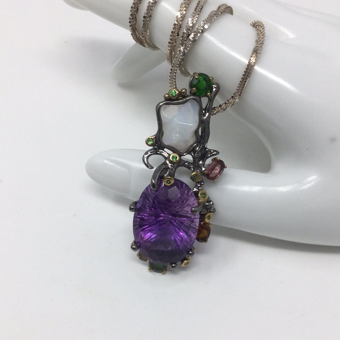 Incredible 31+ CTW Genuine Amethyst & Opal Pendant