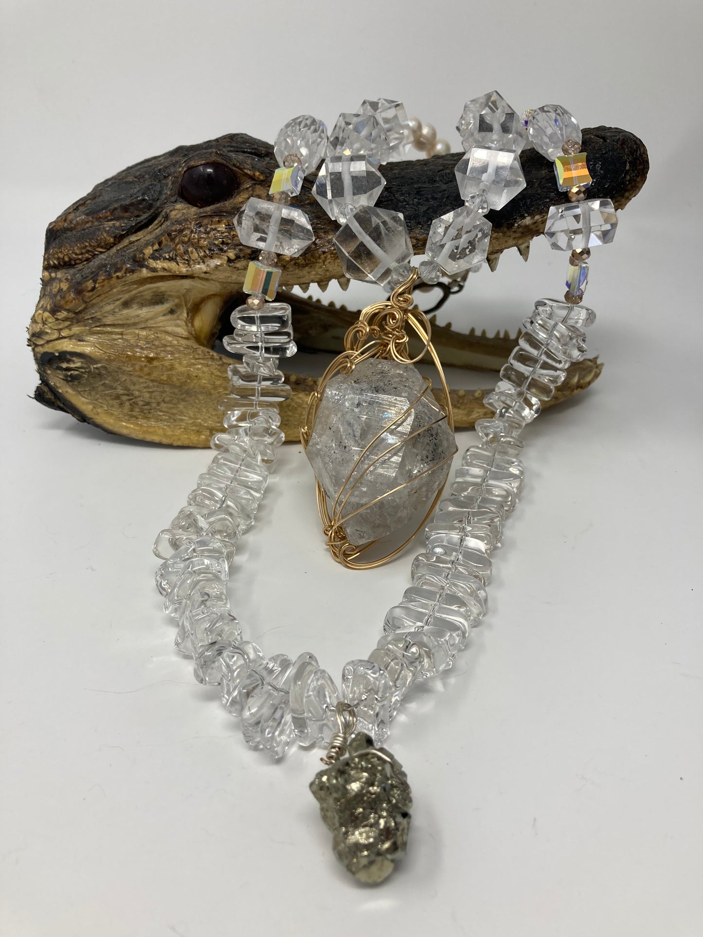 Genuine Herkimer Diamond & Rock Crystal Necklace Artist Original