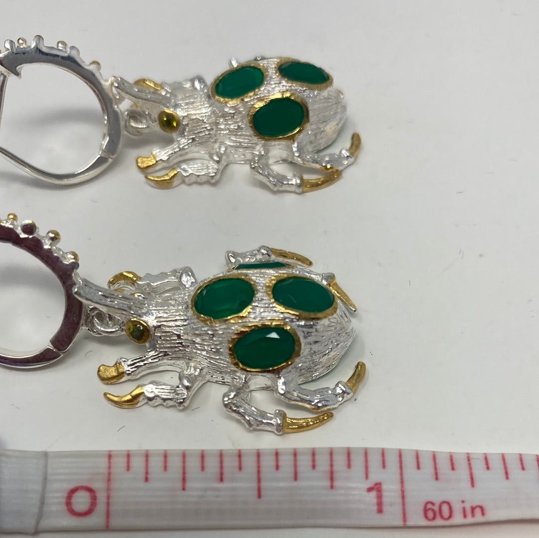 Don’t Bug Me Genuine Faceted Green Onyx Earrings