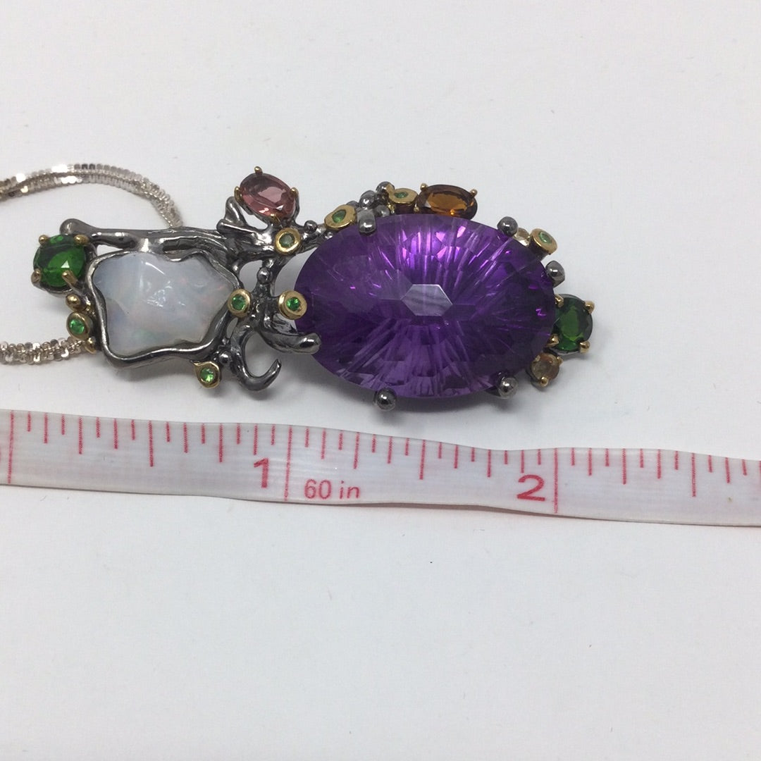 Incredible 31+ CTW Genuine Amethyst & Opal Pendant