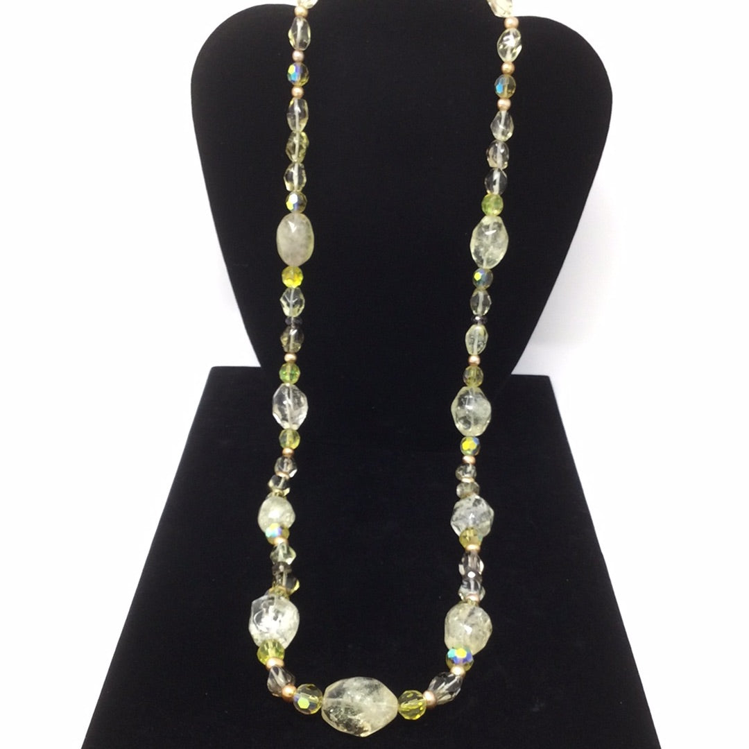 Genuine Lemon Quartz, Pearls & Crystals Necklace Artist Original