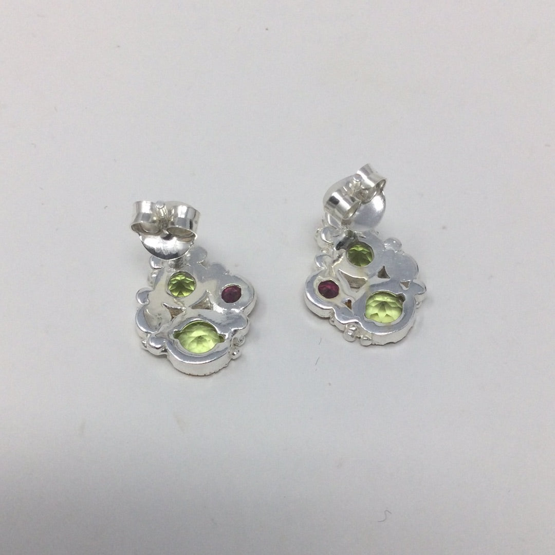Genuine Peridot Garnet Earrings