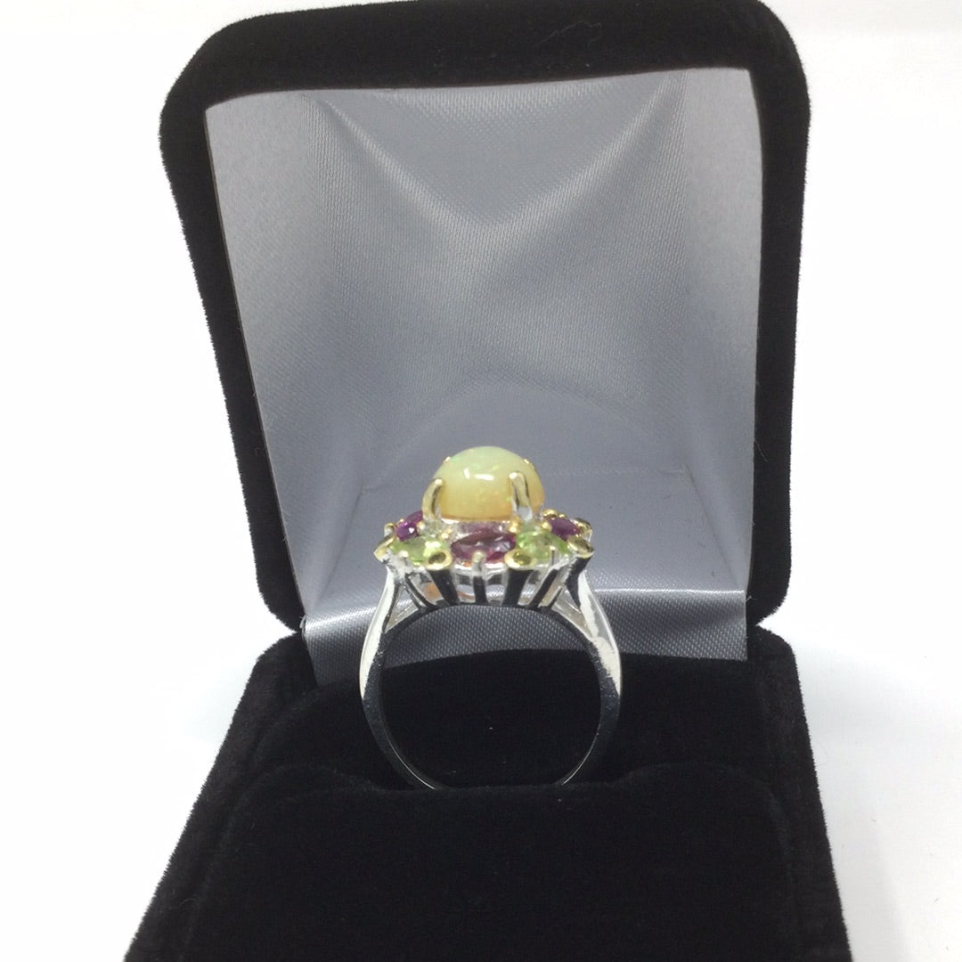 Flashing Spectral Genuine Opal Ring