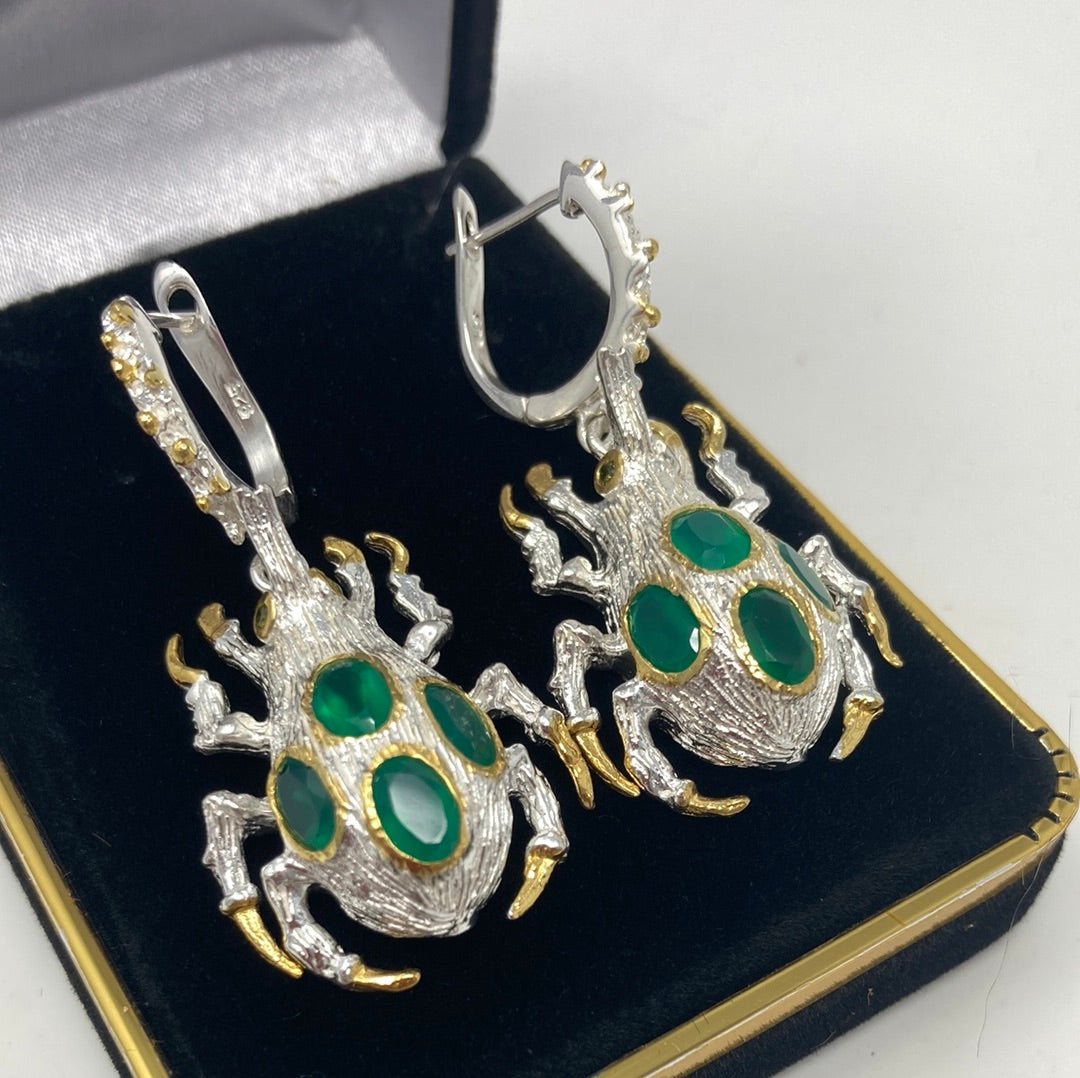 Don’t Bug Me Genuine Faceted Green Onyx Earrings