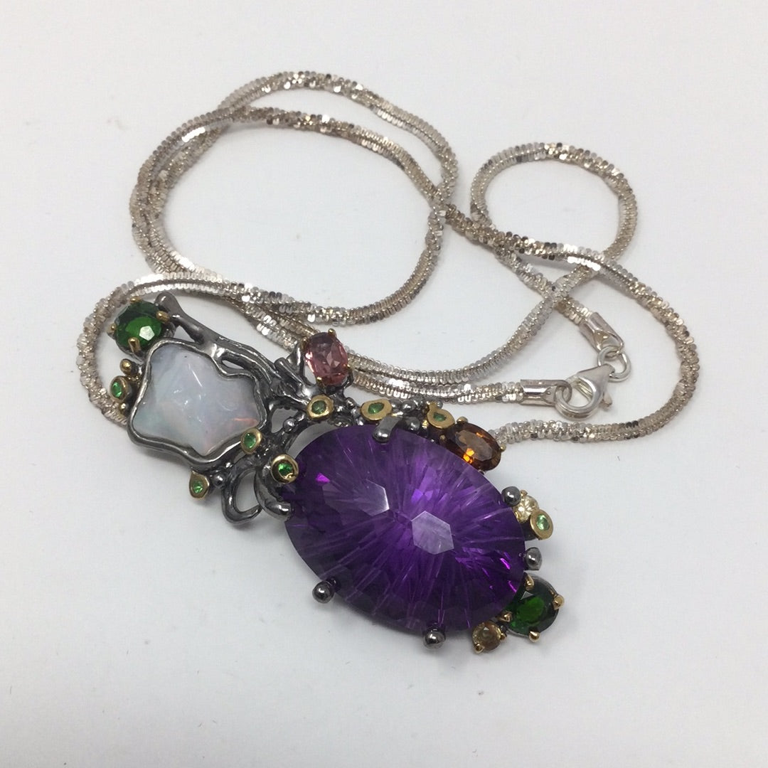 Incredible 31+ CTW Genuine Amethyst & Opal Pendant