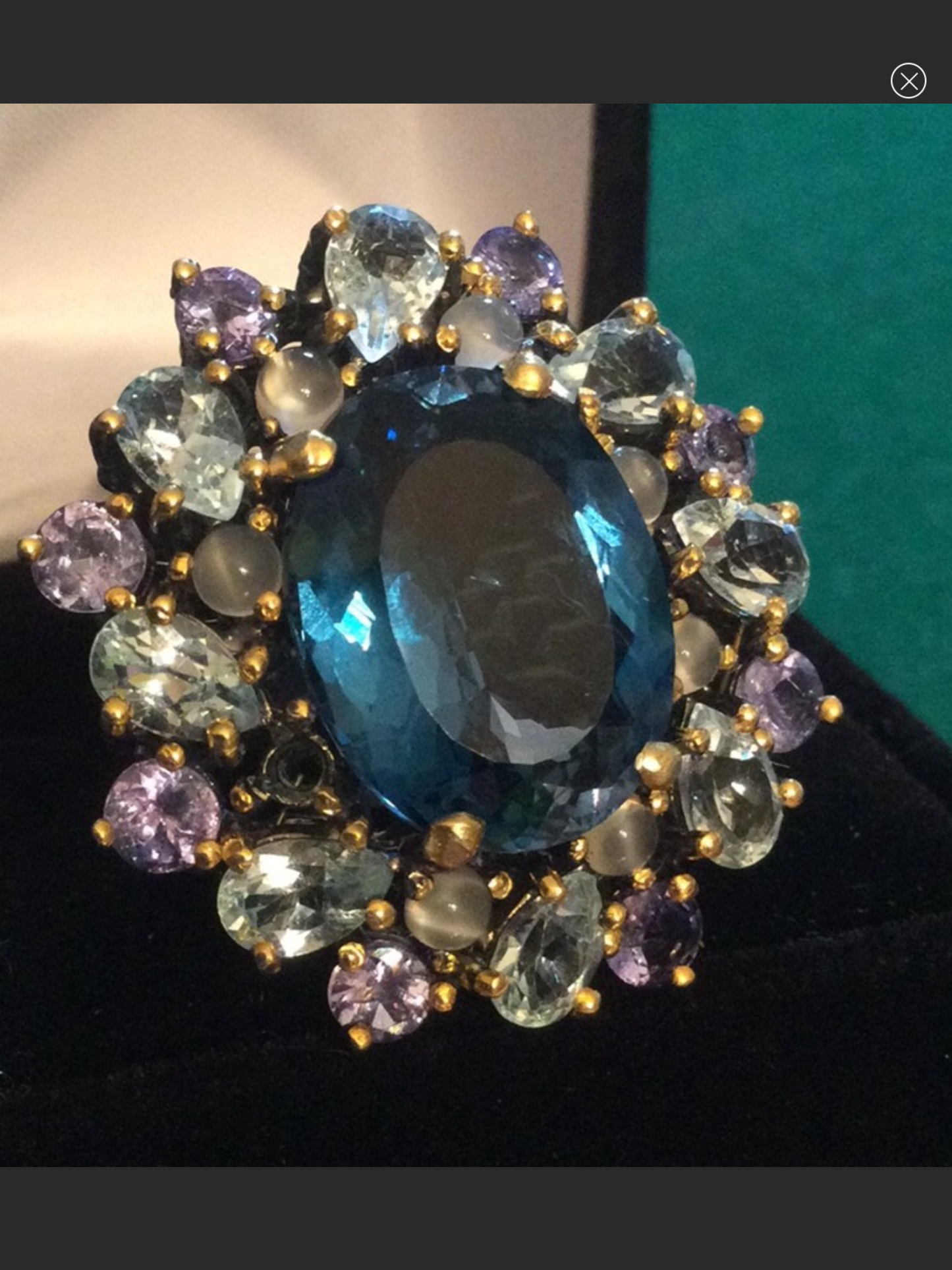 Genuine London Blue Topaz with Aquamarines & Tanzanite