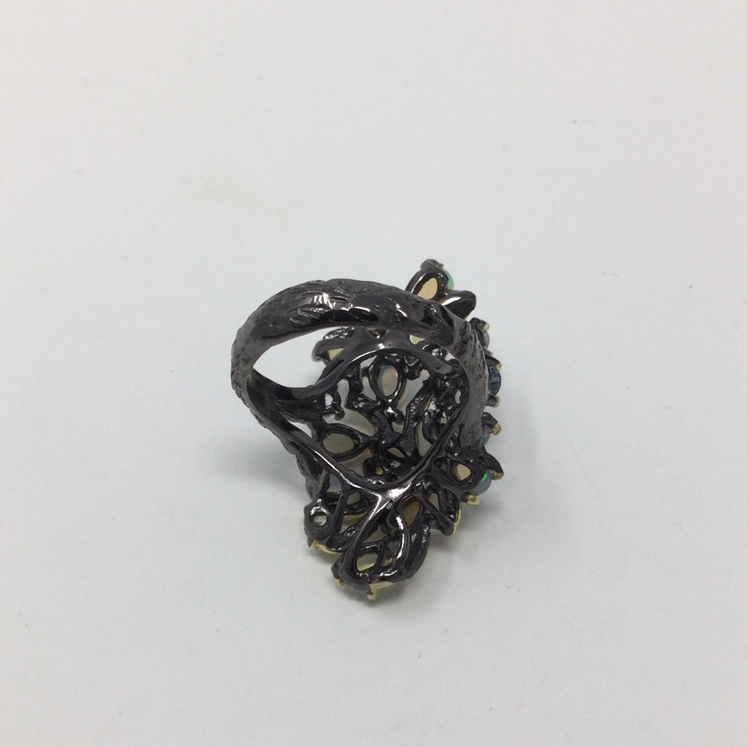 Bouquet Of Genuine Opals & Topaz Ring