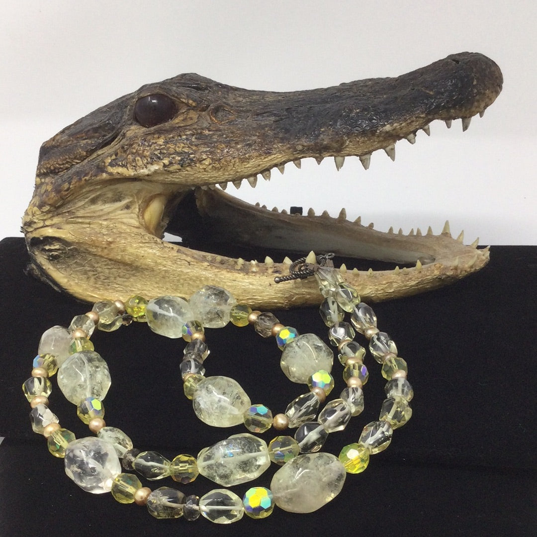 Genuine Lemon Quartz, Pearls & Crystals Necklace Artist Original
