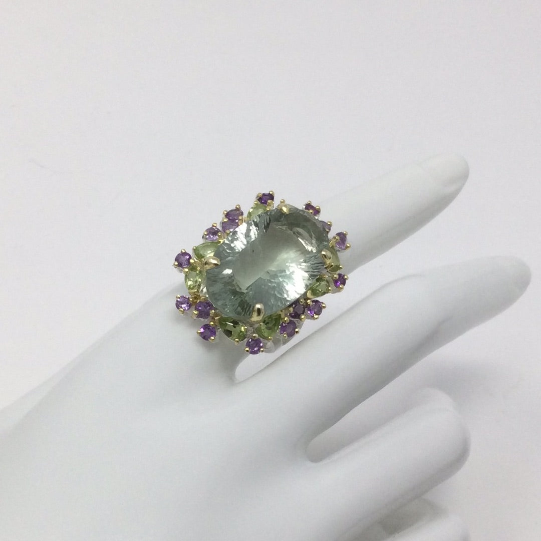 35 CTW Genuine Grand Green Amethyst Ring