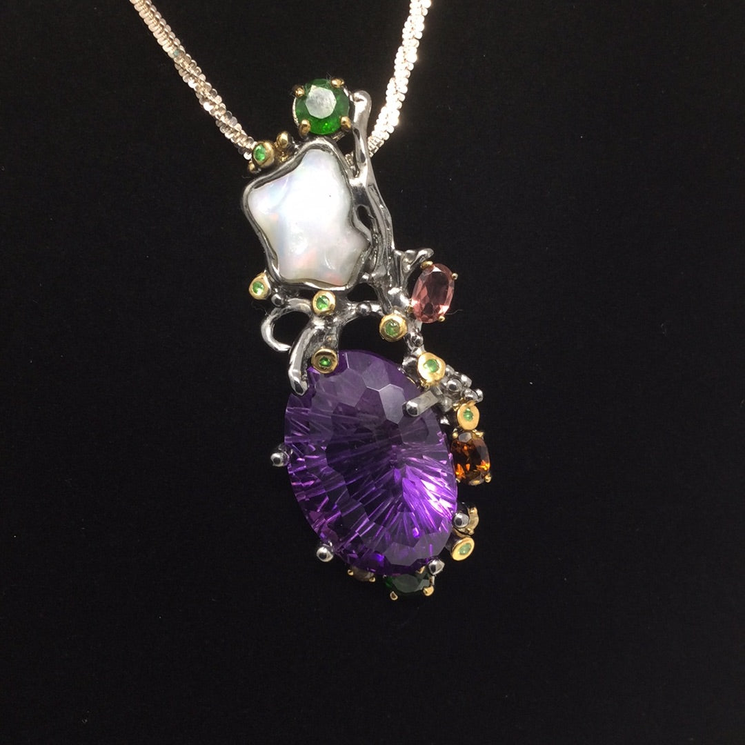Incredible 31+ CTW Genuine Amethyst & Opal Pendant