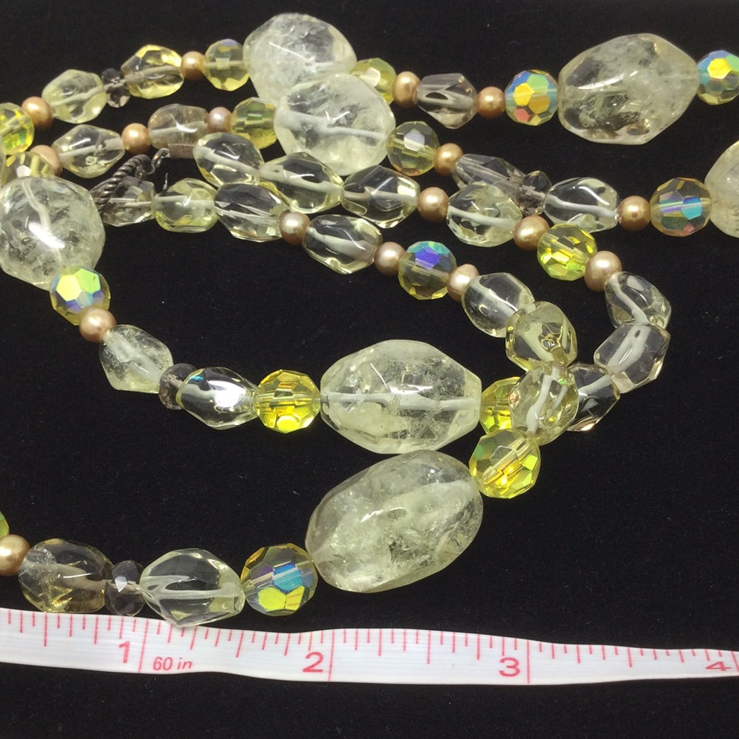 Genuine Lemon Quartz, Pearls & Crystals Necklace Artist Original