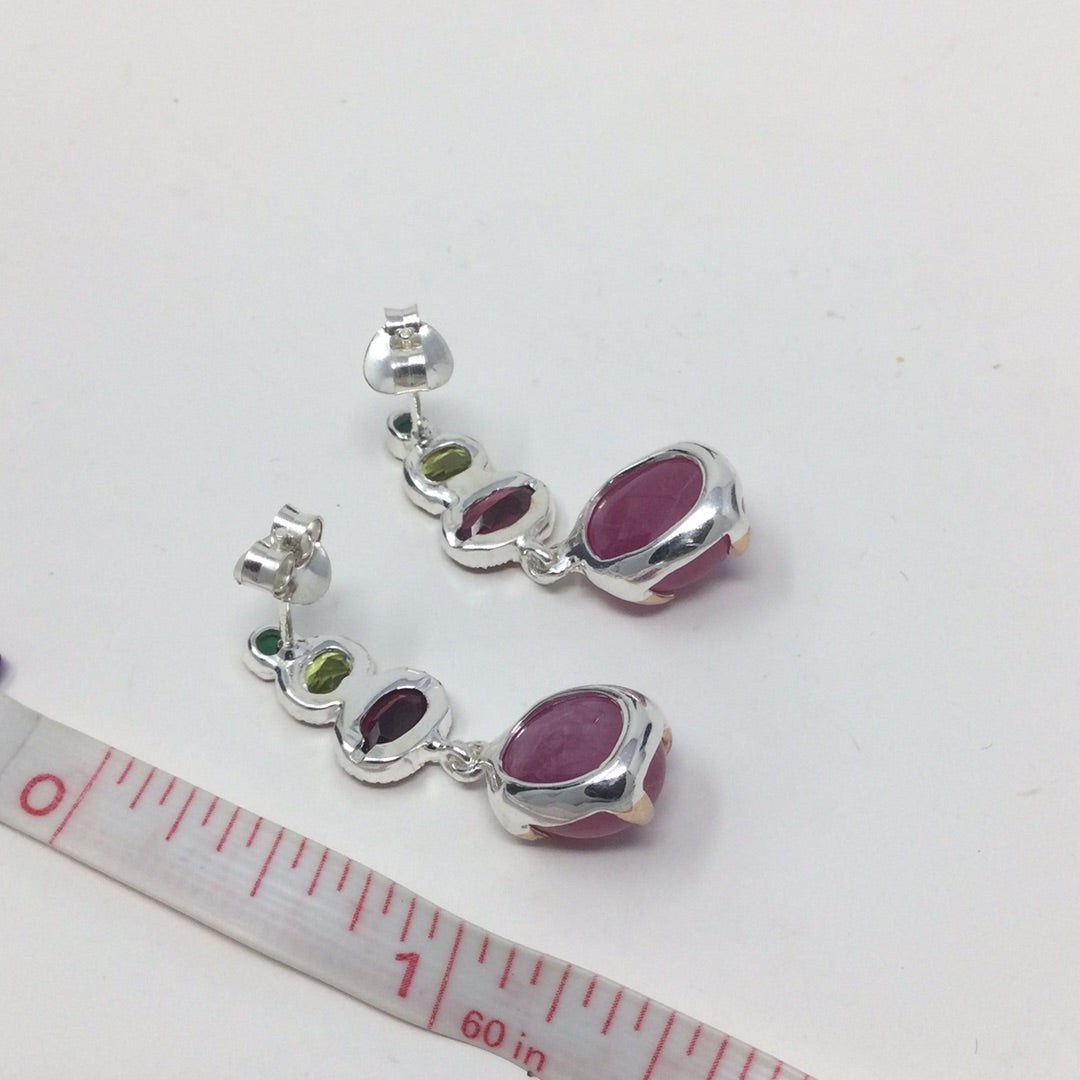 Genuine Star Ruby & GarnetEarrings