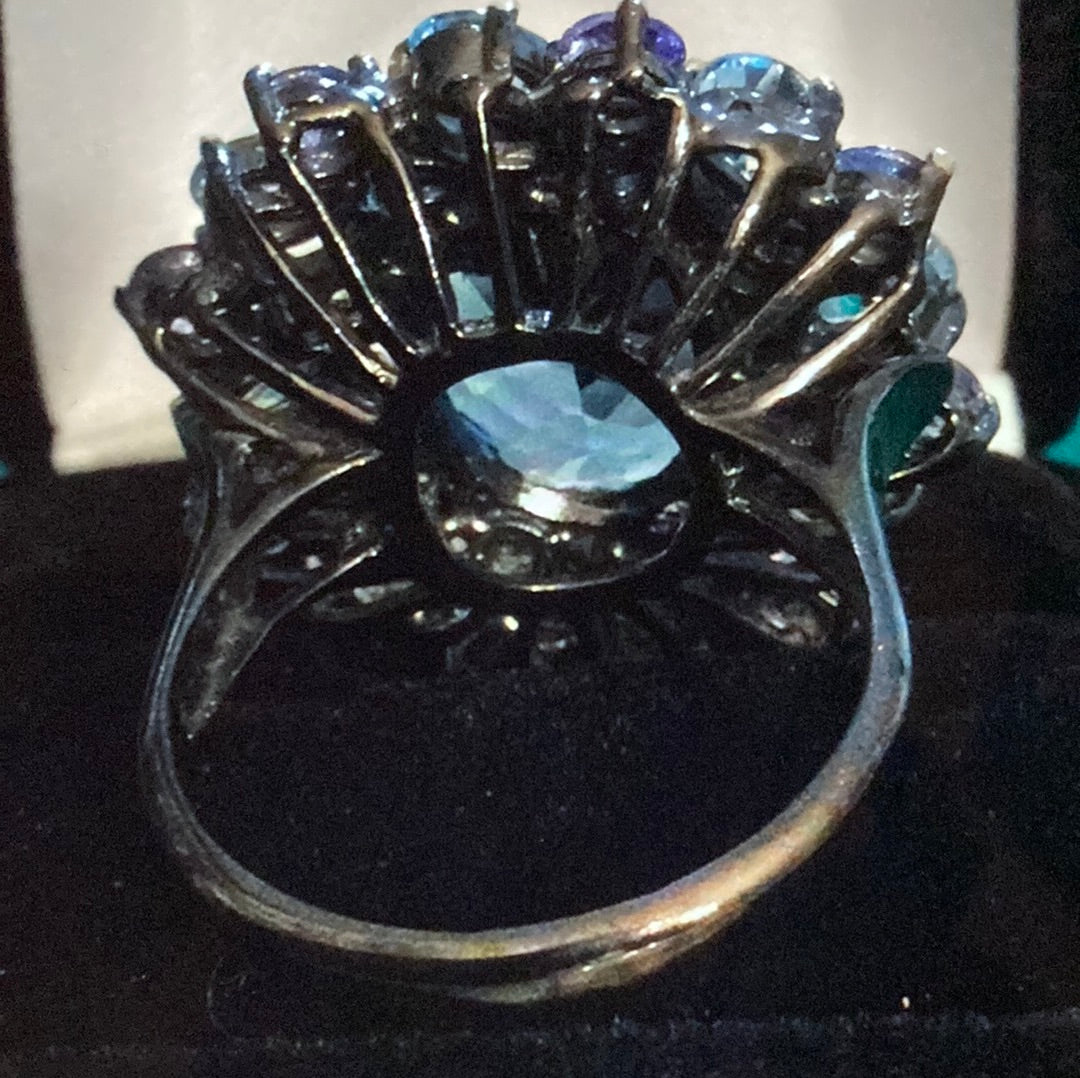 Genuine London Blue Topaz with Aquamarines & Tanzanite