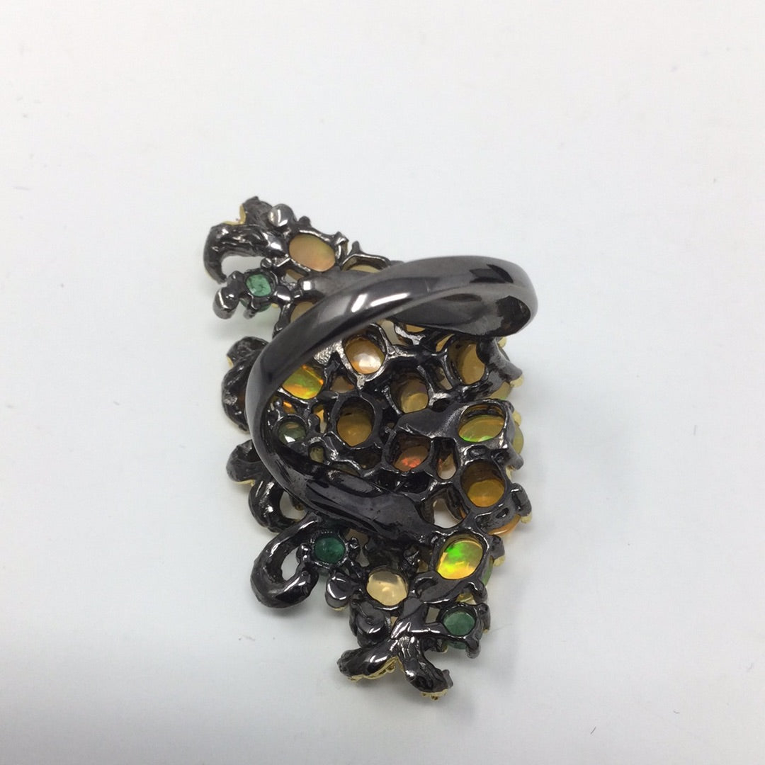 Genuine Black Opal Spectral Masterpiece Ring