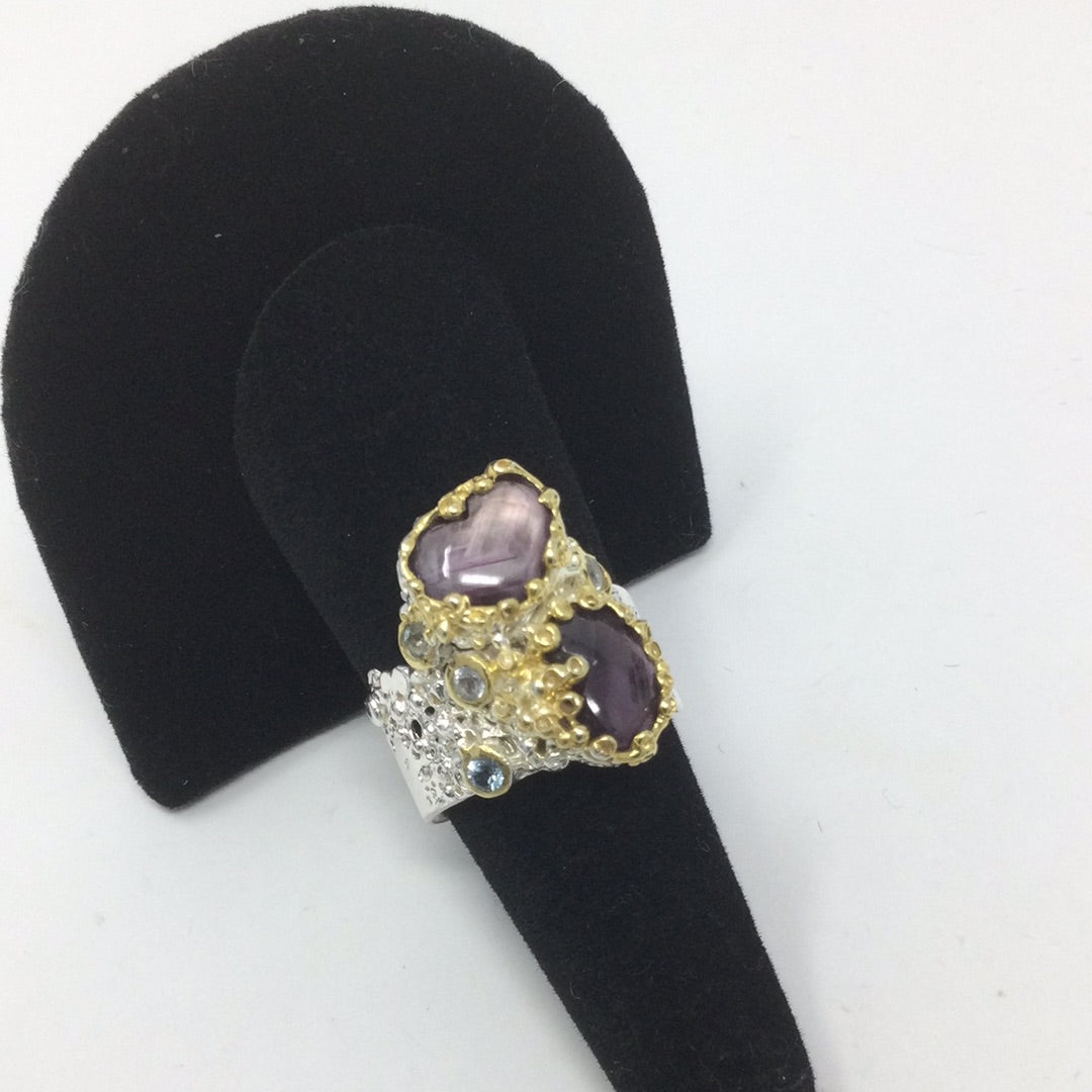 Genuine Rubies & Topaz Ring