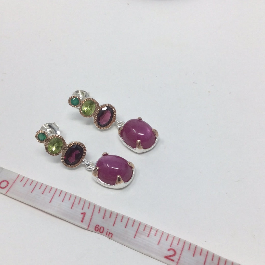 Genuine Star Ruby & GarnetEarrings