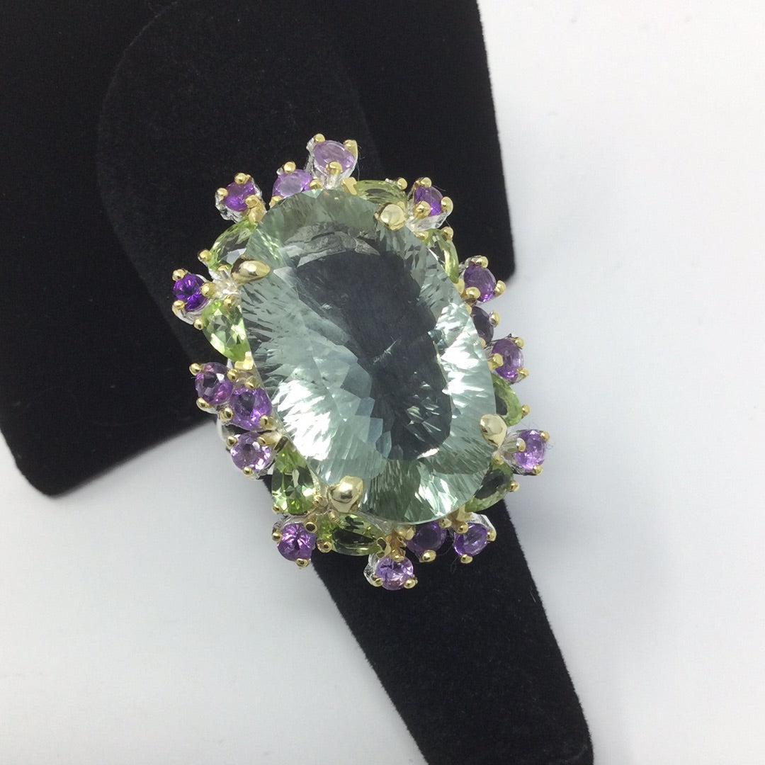 35 CTW Genuine Grand Green Amethyst Ring