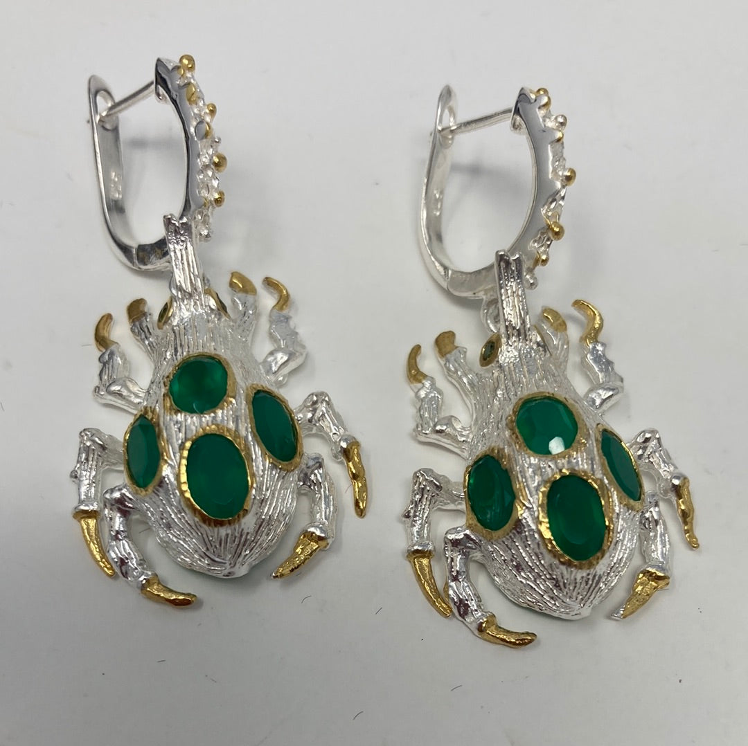 Don’t Bug Me Genuine Faceted Green Onyx Earrings