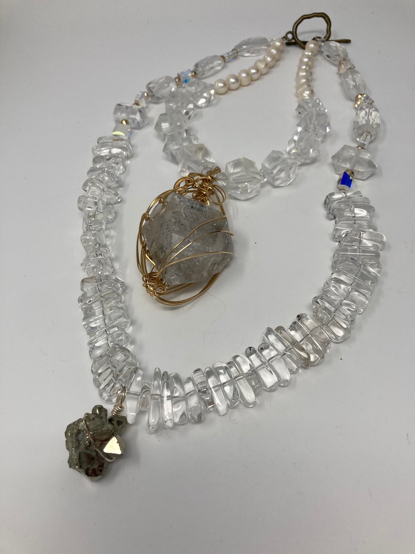 Genuine Herkimer Diamond & Rock Crystal Necklace Artist Original