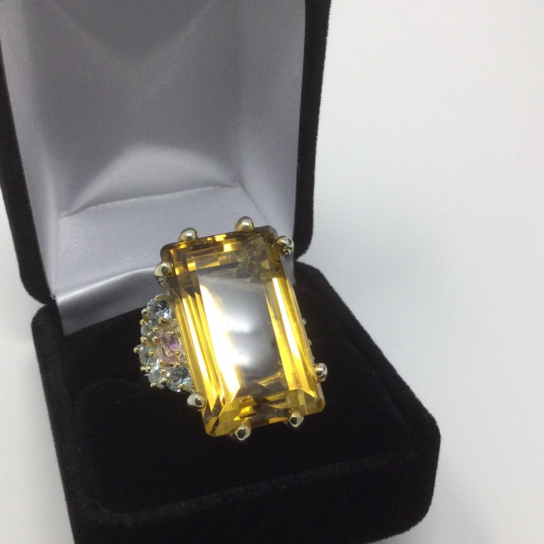 Emerald Cut Genuine Citrine Ring