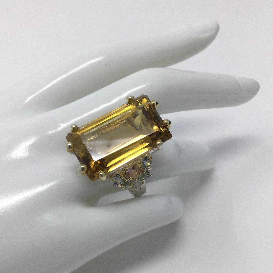Emerald Cut Genuine Citrine Ring