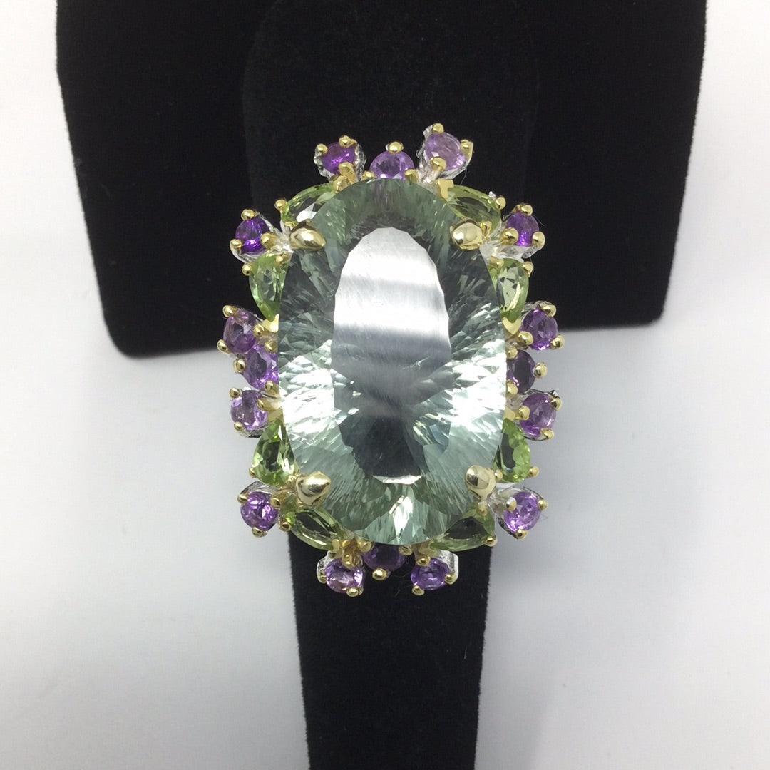 35 CTW Genuine Grand Green Amethyst Ring
