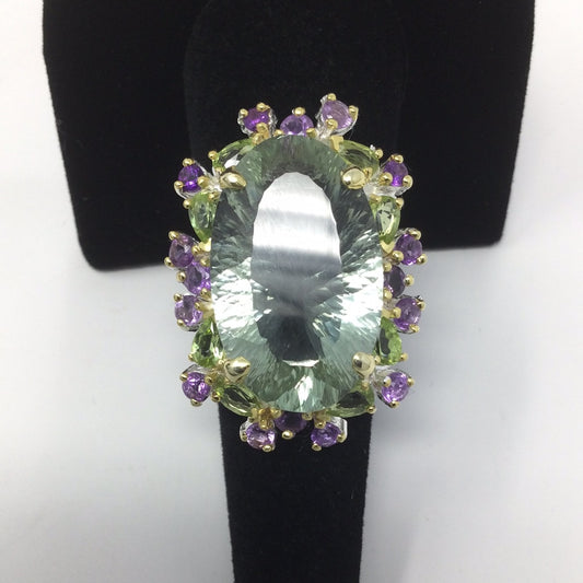 35 CTW Genuine Grand Green Amethyst Ring