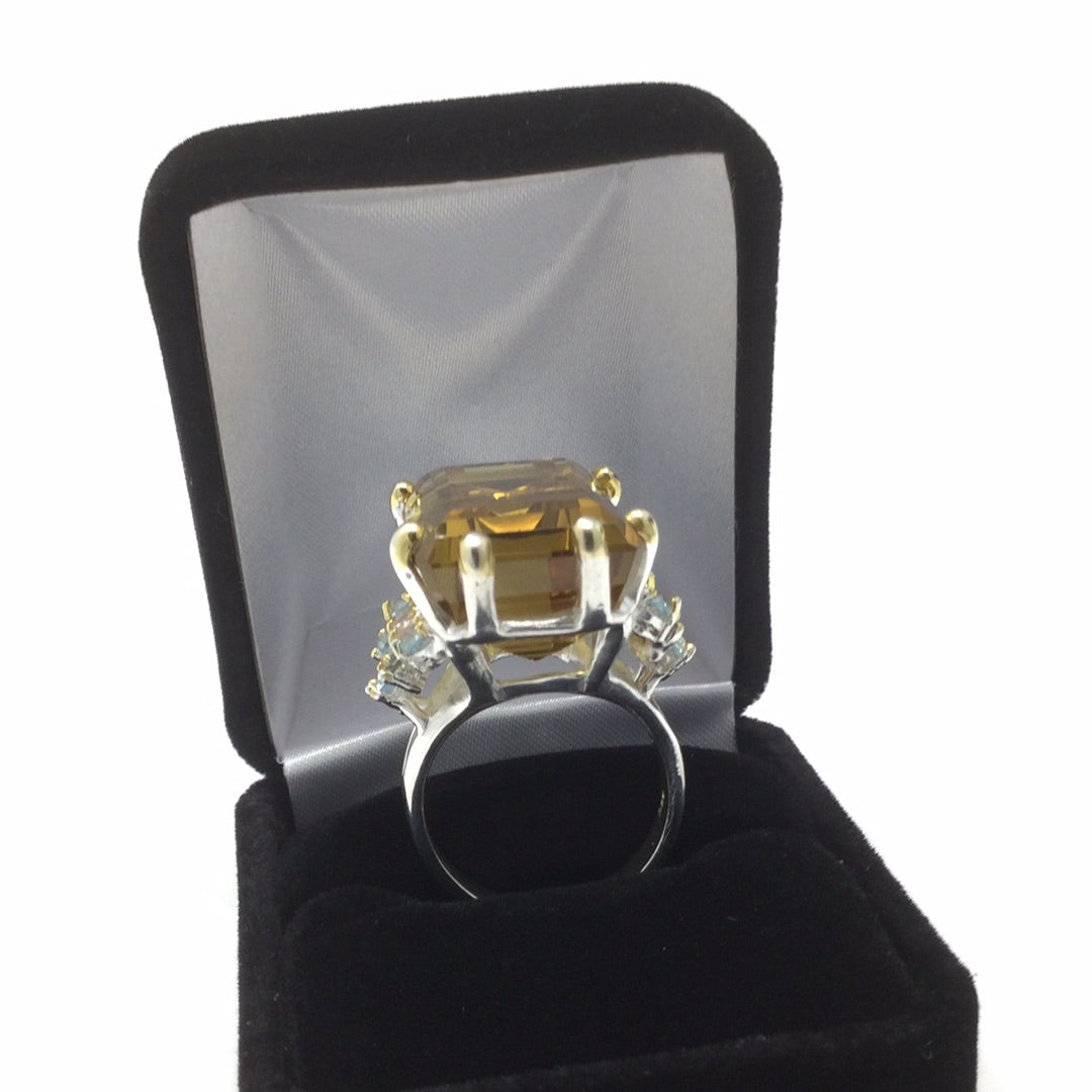 Emerald Cut Genuine Citrine Ring