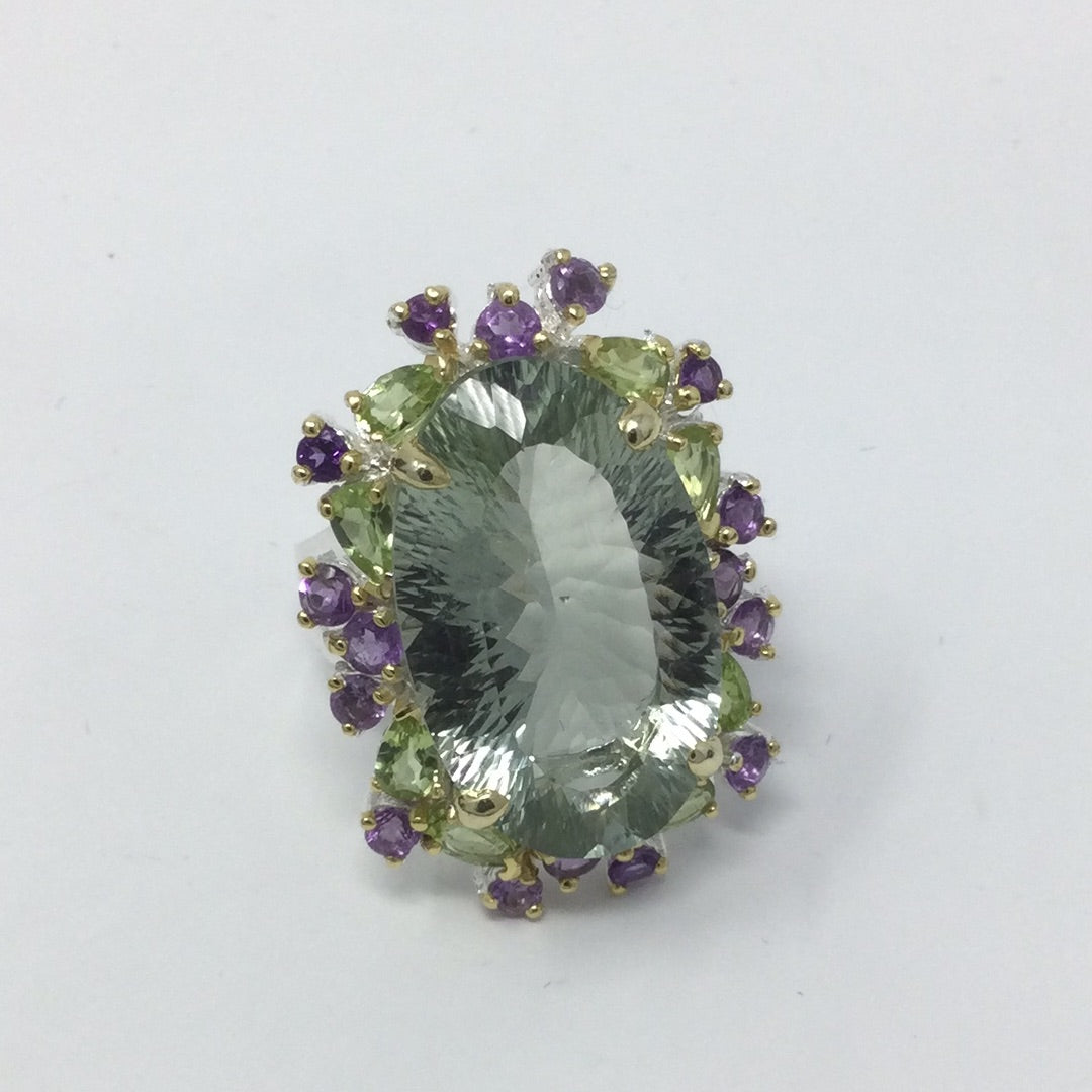 35 CTW Genuine Grand Green Amethyst Ring
