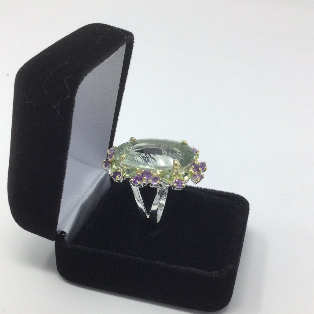 35 CTW Genuine Grand Green Amethyst Ring
