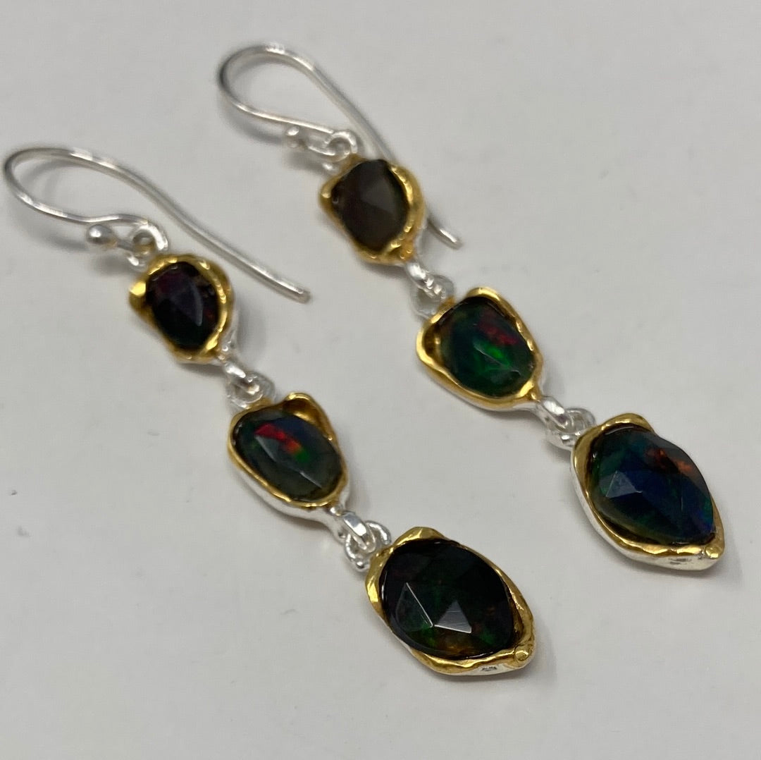 Enchanting Genuine Black Opal Earrings