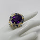 Unbelievable 32 CTW Genuine Amethyst with Sapphires, Iolite & Topaz Ring