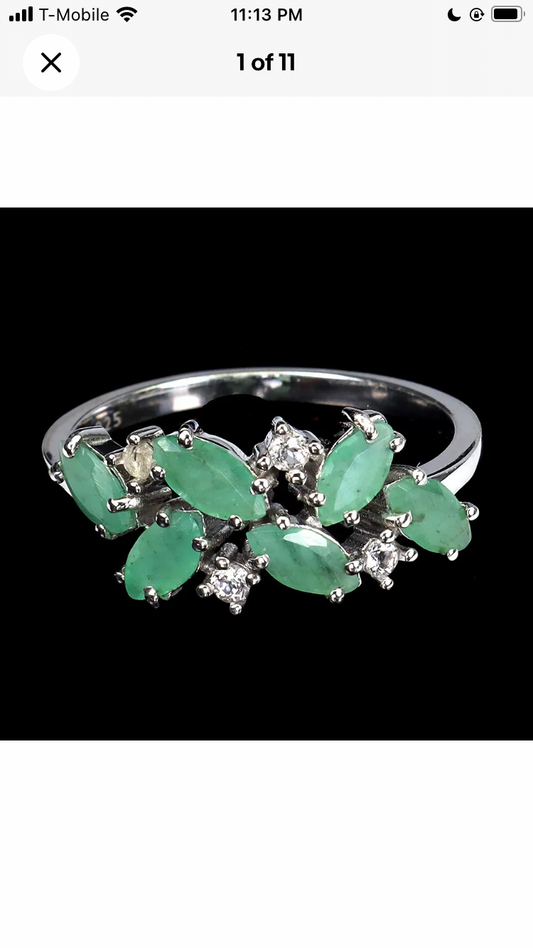 Genuine Emerald Marquee Cut Ring