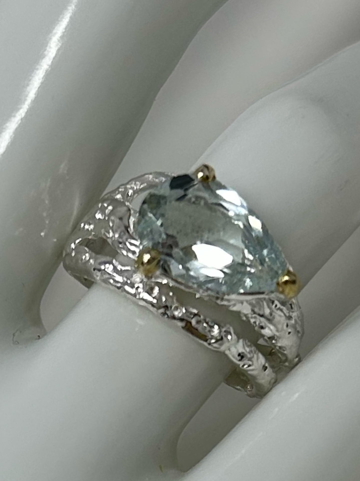 Exquisite Genuine Aquamarine Ring
