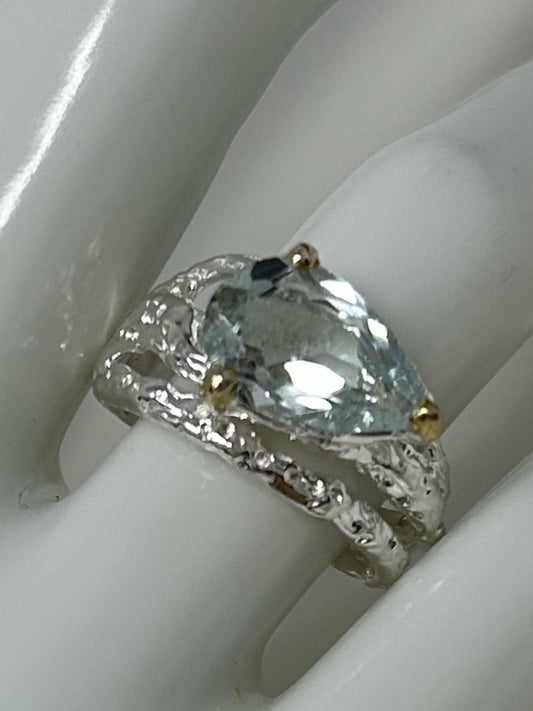Exquisite Genuine Aquamarine Ring