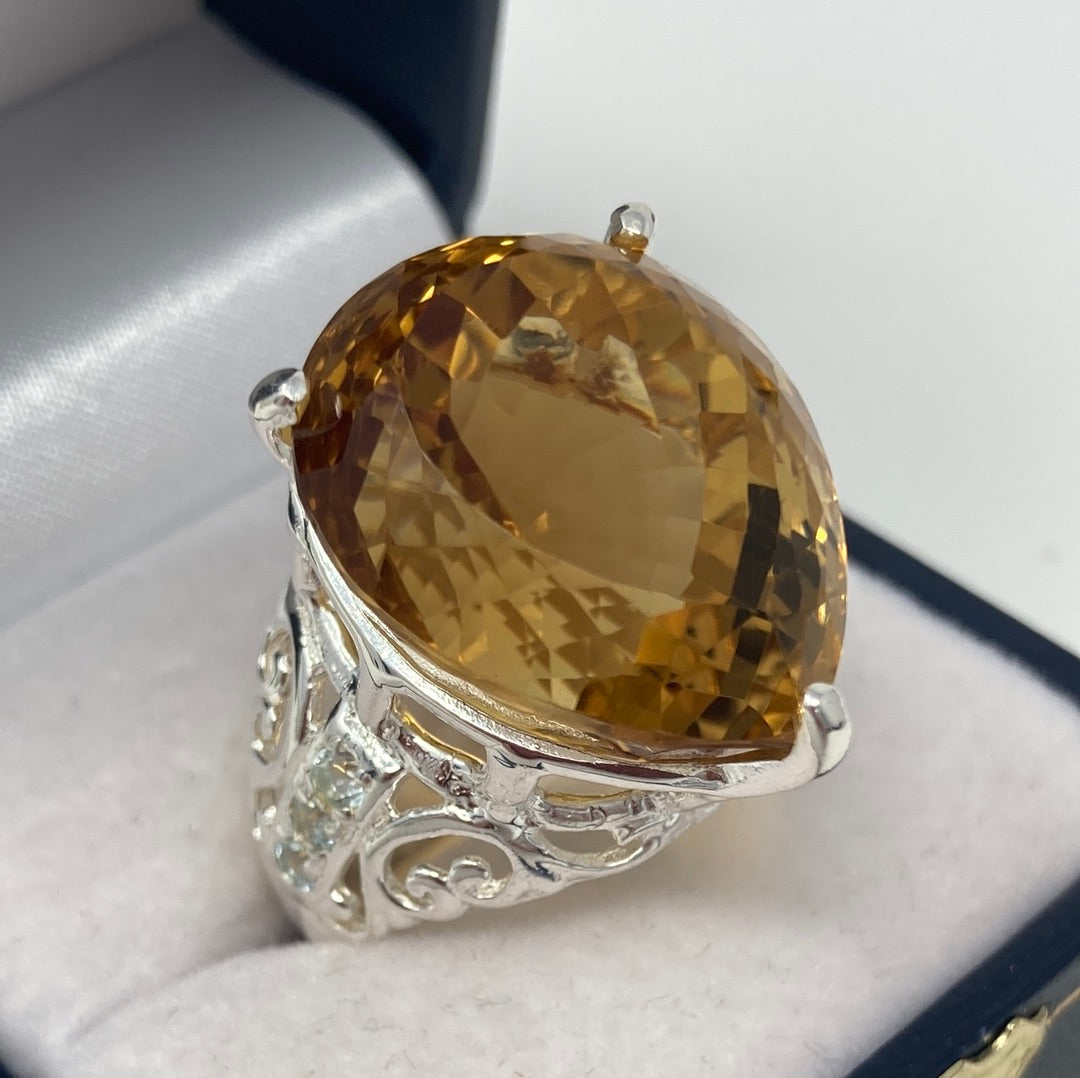 Incredibly 32+ CTW Genuine Citrine Ring