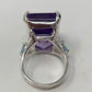 Elegant, Emerald Cut Faceted Genuine Amethyst Ring