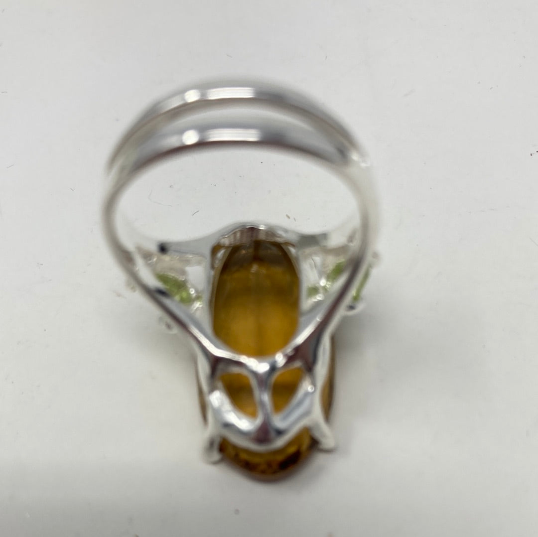 Delightful Genuine Citrine & Peridot Ring