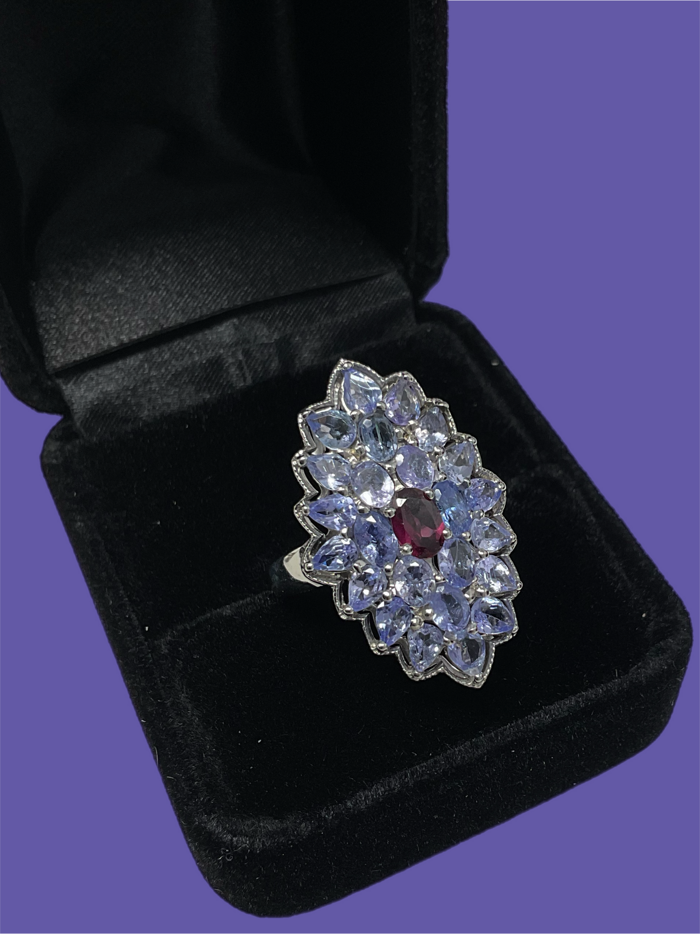 Genuine Tanzanite & Garnet Ring