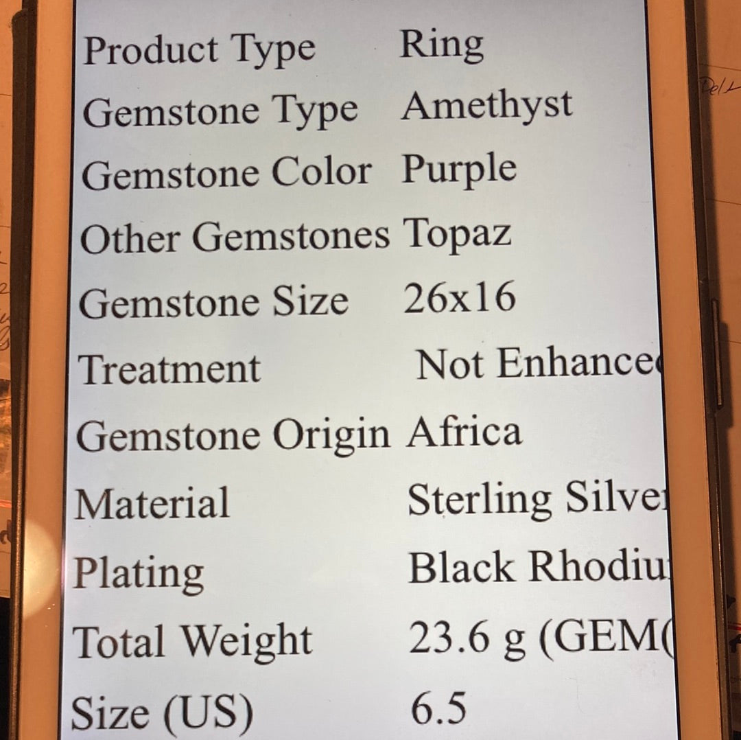 Exceptional  40+ CTW Genuine Amethyst Ring