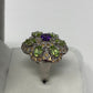 Genuine Amethyst, Peridot & Sapphire Ring