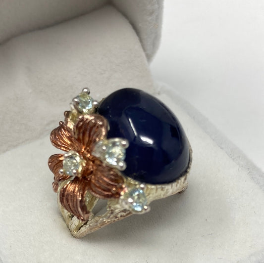 Unique Genuine Sapphire Cabochon Ring