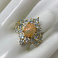 Genuine Natural Fiery Opal & Aquamarine Ring