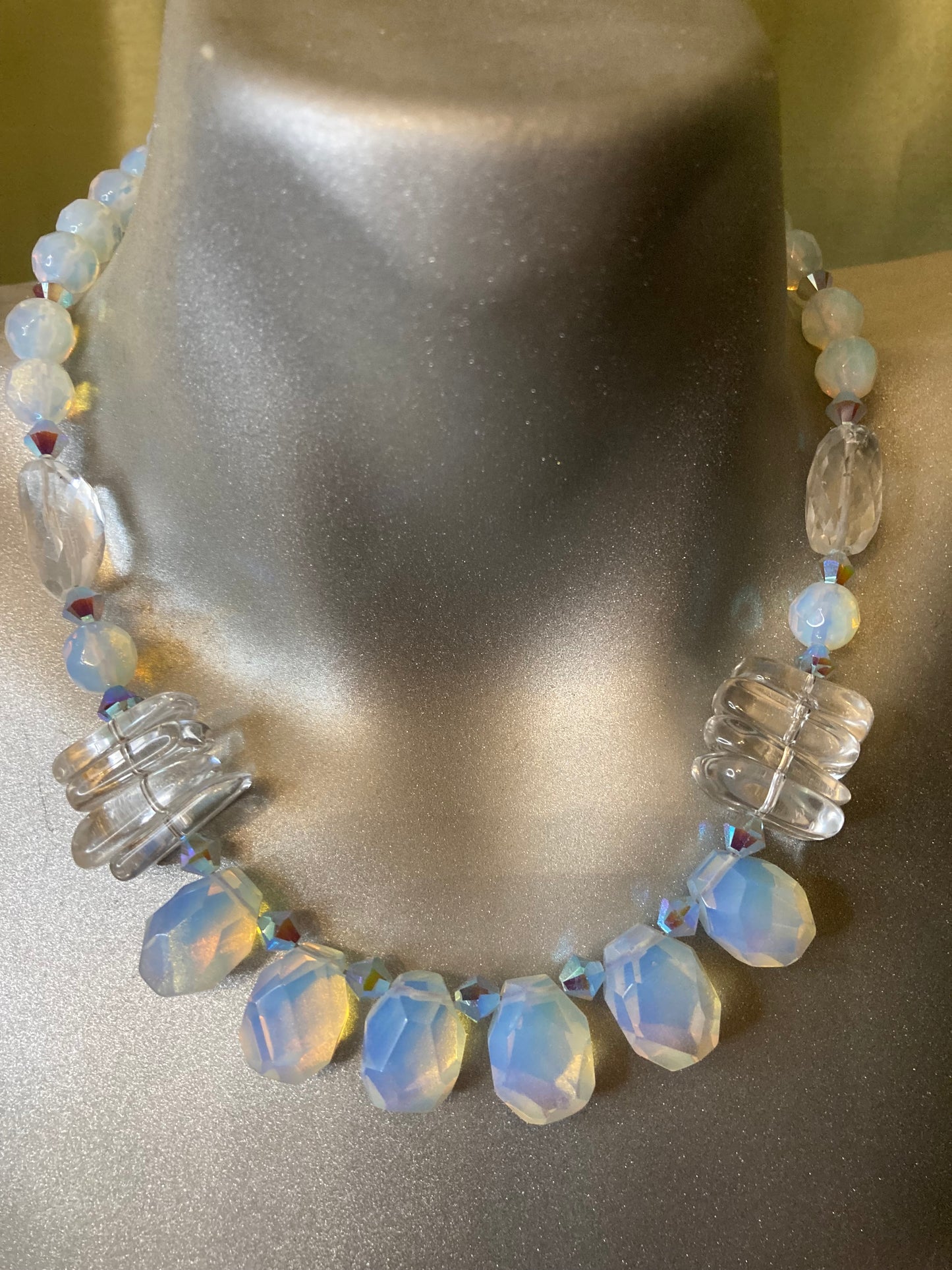 Opalite Necklace with Rock Crystal Quartz Necklace, Artist original