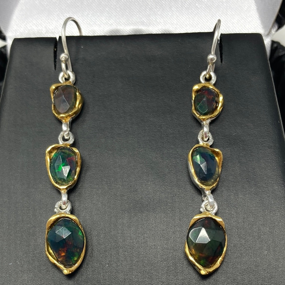 Enchanting Genuine Black Opal Earrings
