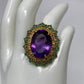 Sensational Genuine 24.6 CTW Amethyst & Emerald Ring