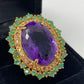 Sensational Genuine 24.6 CTW Amethyst & Emerald Ring