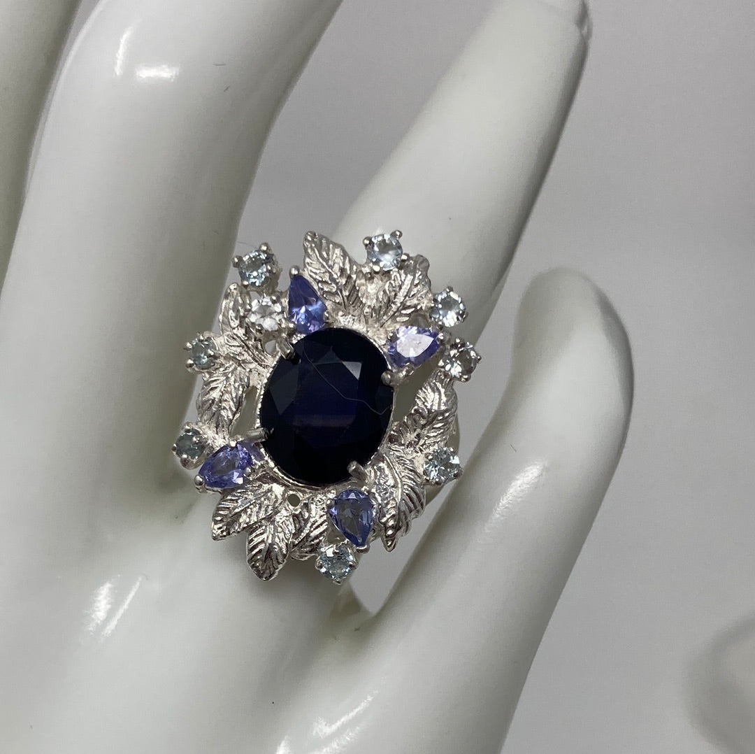 Fascinating Genuine Sapphire & Tanzanite Ring