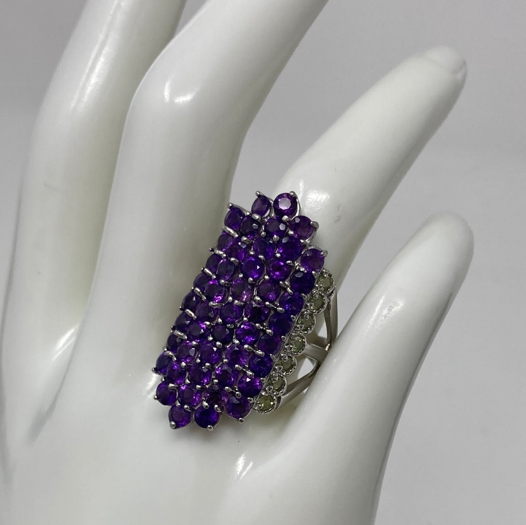 Majestic Genuine Amethyst & Peridot Cocktail Ring